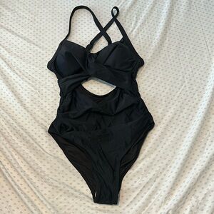New Black One Piece Bathing Suit with Cut Outs